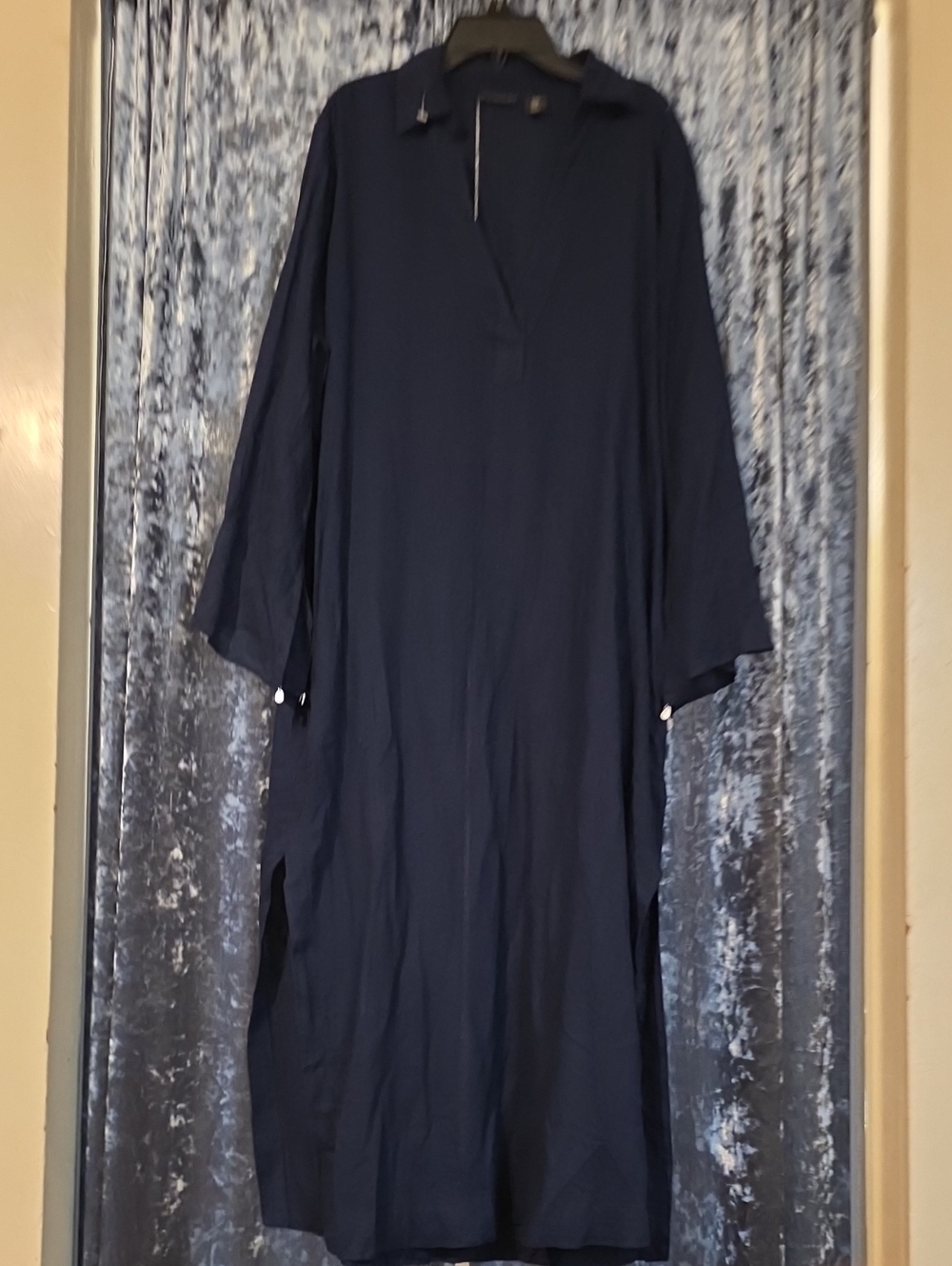 Tahari Navy Blue Long Shirt Dress/cover Up